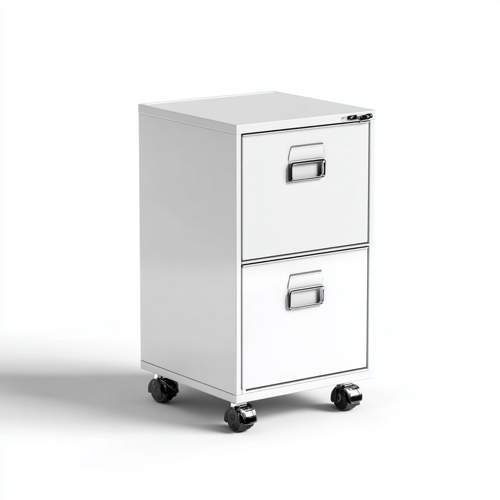 Classeur métal 60x40x70 cm blanc - 2 tiroirs - rangement dossiers - design moderne-Quietixe