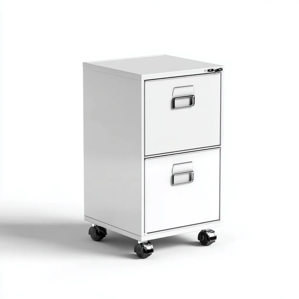 Classeur métal 60x40x70 cm blanc - 2 tiroirs - rangement dossiers - design moderne-Quietixe