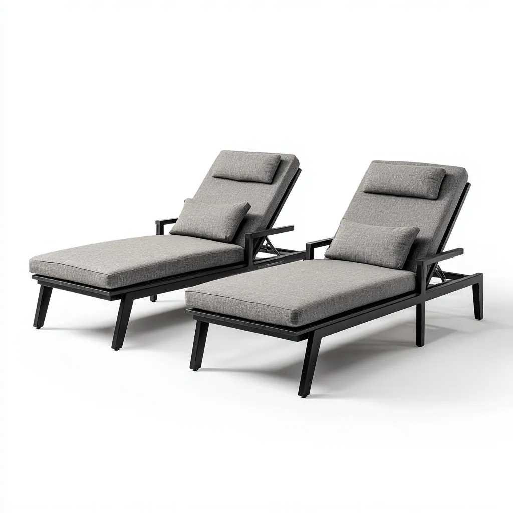 Chaise longue Métal-Tissu 195x70x90 cm - Gris-Noir - Design moderne-Quietixe