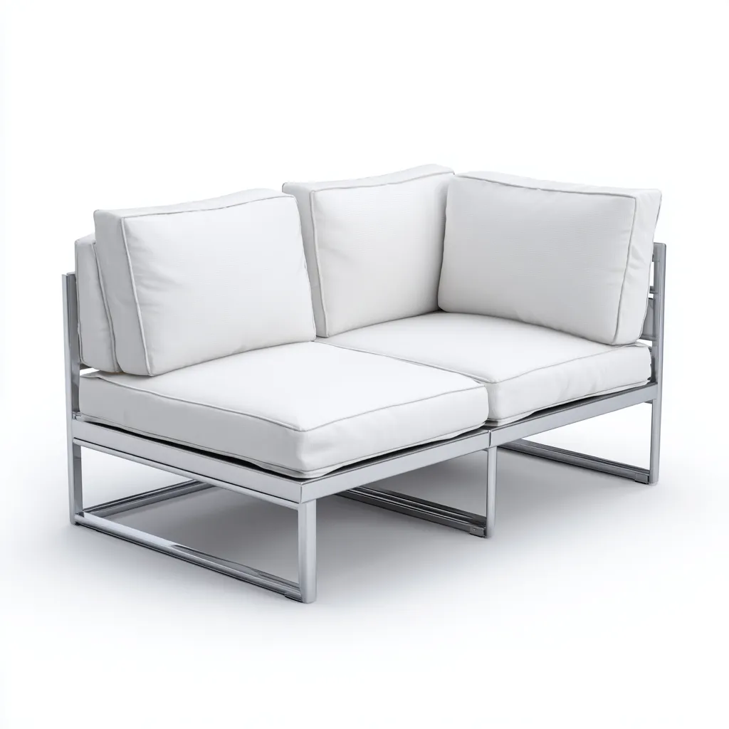 Canapé de jardin Métal-Tissu 130x70x75 cm - Blanc-Argent - Design moderne-Quietixe