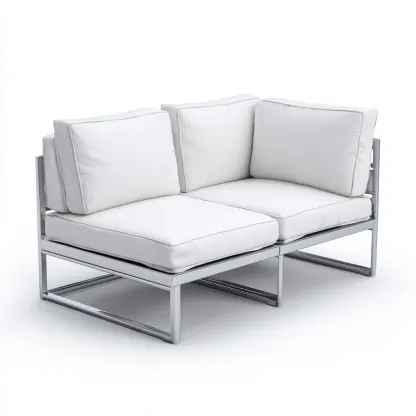 Canapé de jardin Métal-Tissu 130x70x75 cm - Blanc-Argent - Design moderne-Quietixe