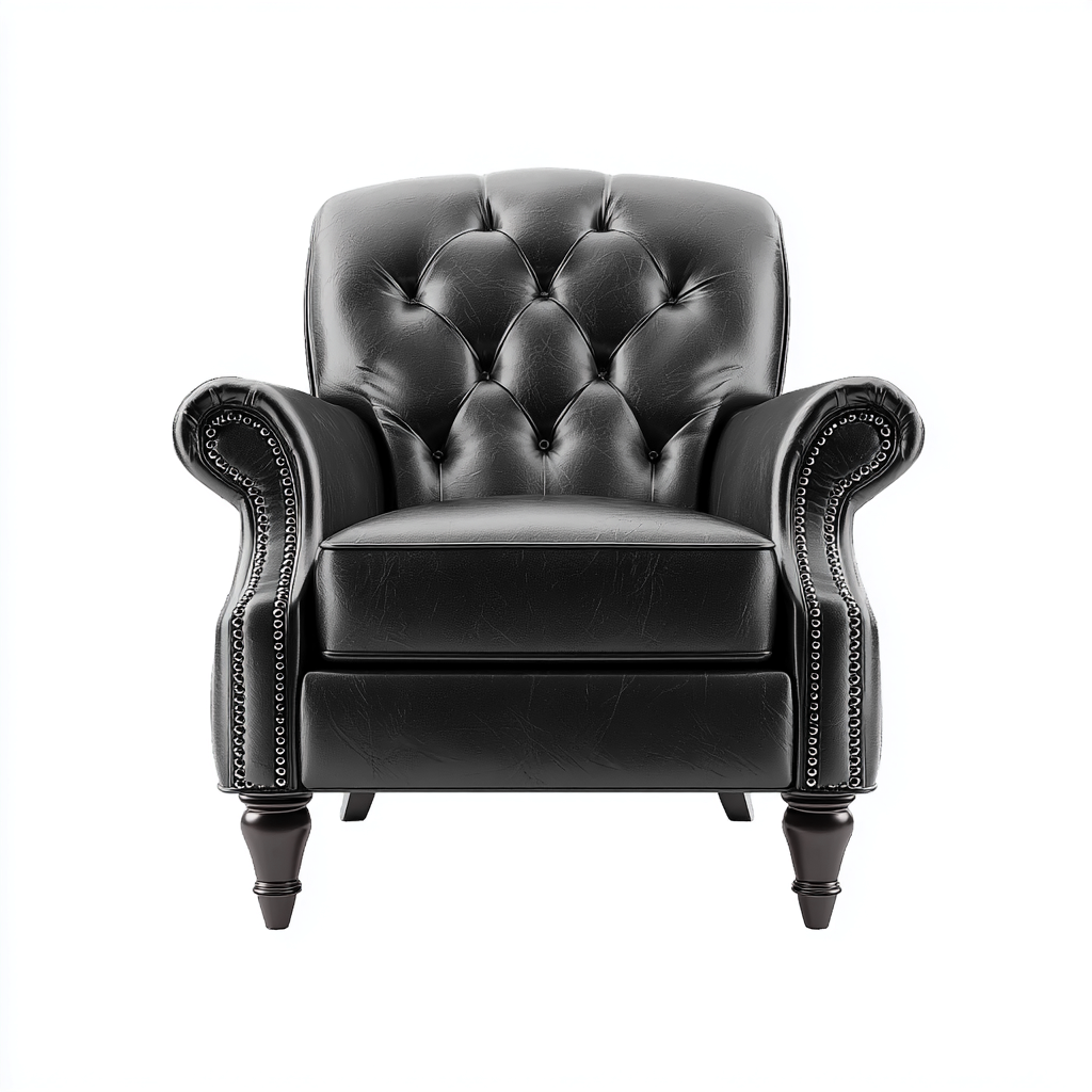 Fauteuil 90x88x100 cm - cuir - noir - pour salon - style classique-Quietixe