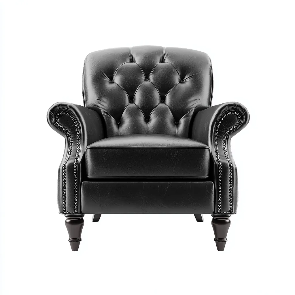 Fauteuil 90x88x100 cm - cuir - noir - pour salon - style classique-Quietixe