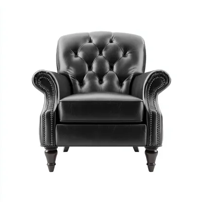 Fauteuil 90x88x100 cm - cuir - noir - pour salon - style classique-Quietixe