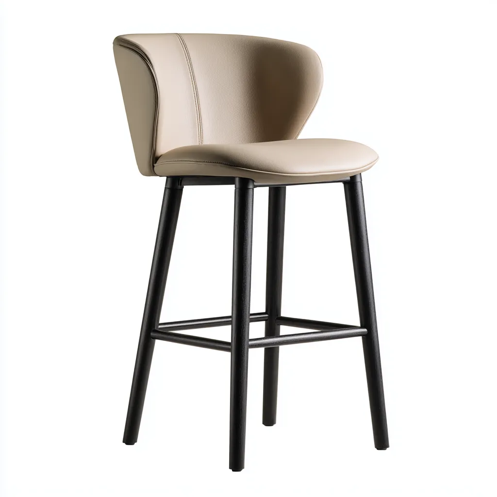 Tabouret de bar cuir synthétique 43x45x92 cm - beige - style moderne-Quietixe