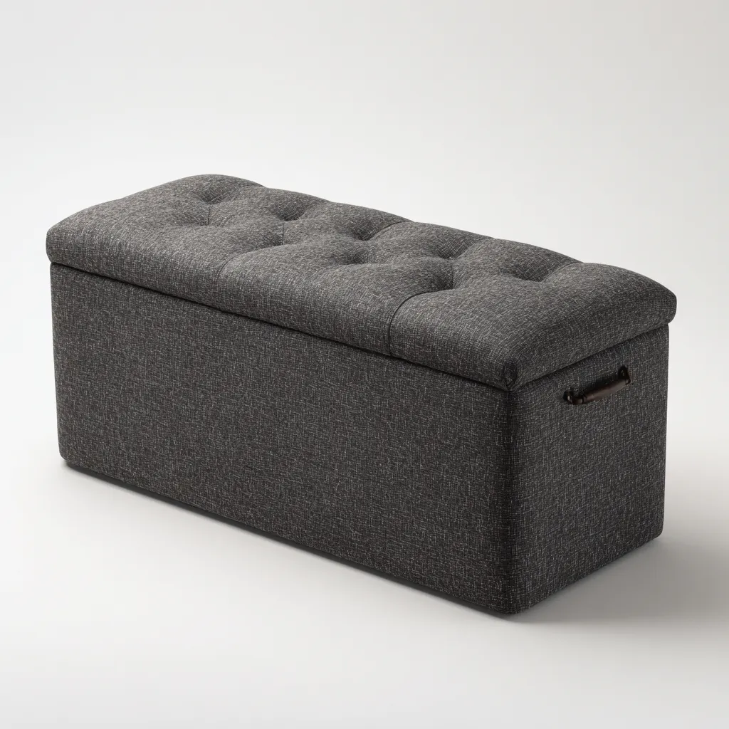 Banc d'entrée tissu 100x40x45 cm - gris - adapté à l'entrée - design contemporain-Quietixe