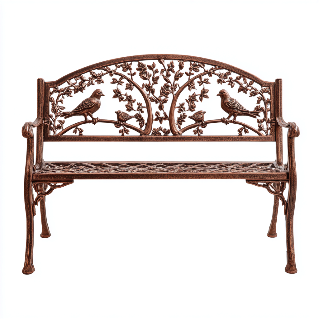Banc de jardin - métal 110x60x90 cm - brun antique - adapté au jardin - design classique-Quietixe