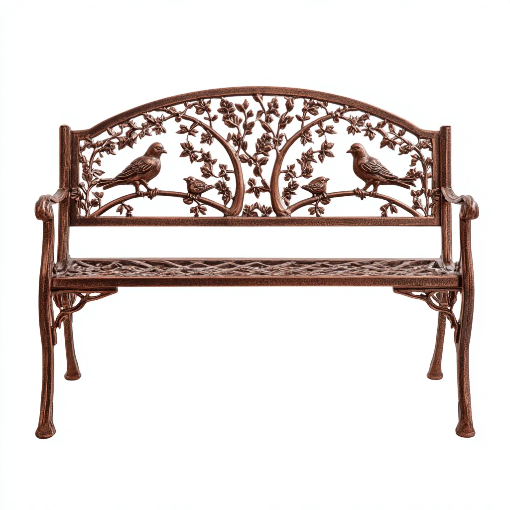 Banc de jardin - métal 110x60x90 cm - brun antique - adapté au jardin - design classique-Quietixe