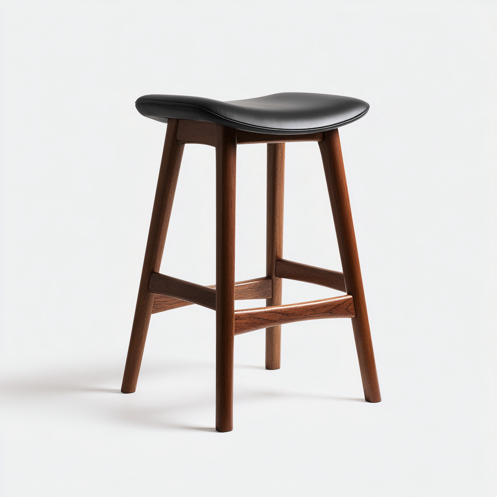 Tabouret de bar bois et simili cuir 40x35x70 cm - noir - style moderne-Quietixe