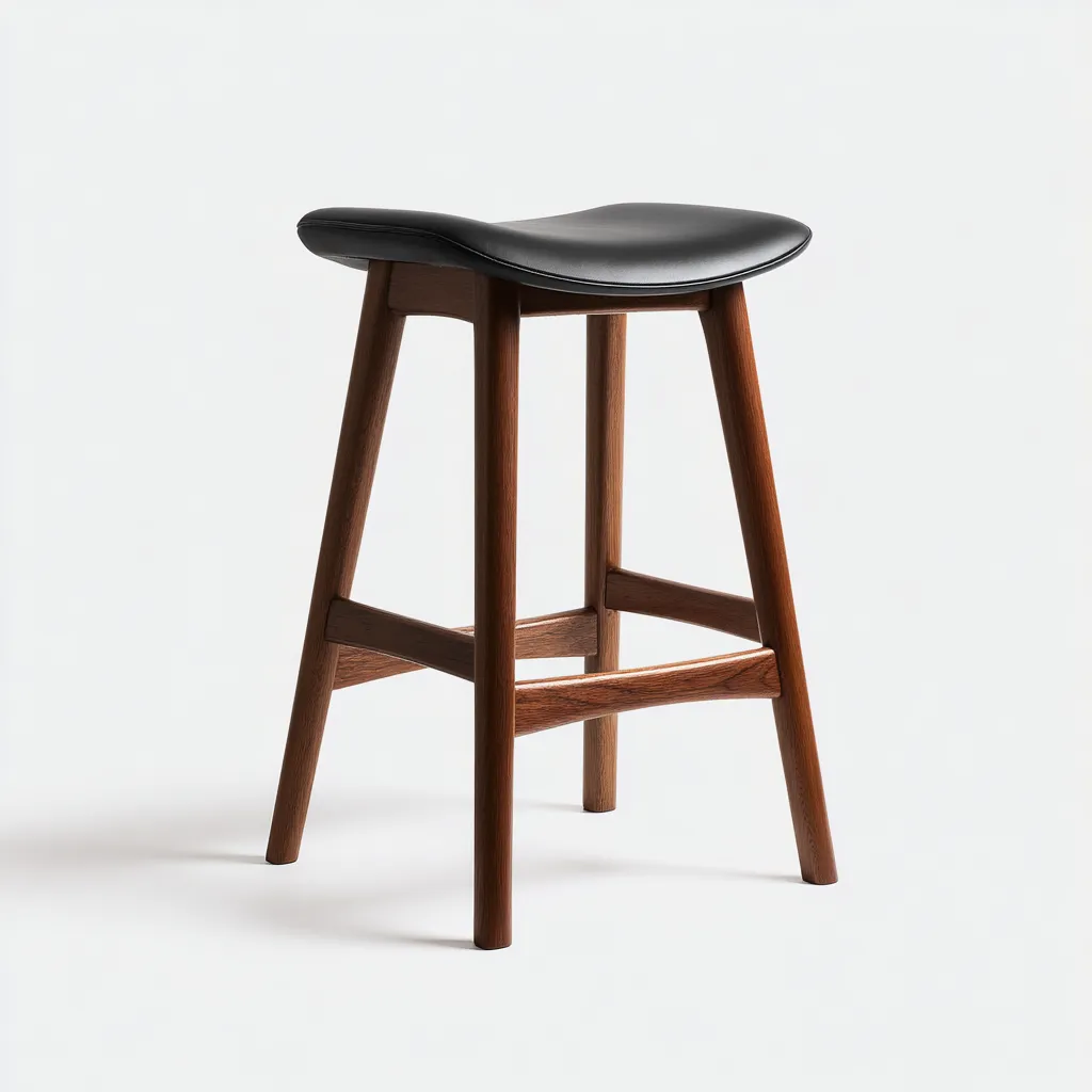 Tabouret de bar bois et simili cuir 40x35x70 cm - noir - style moderne-Quietixe