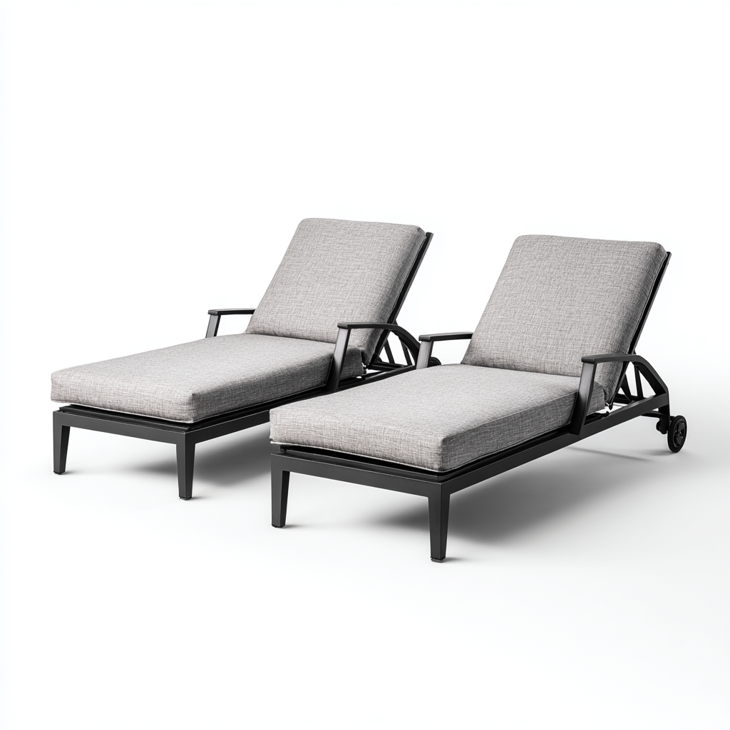 Chaise longue métal et tissu 200x70x95 cm - gris-noir - style moderne - pour extérieur-Quietixe