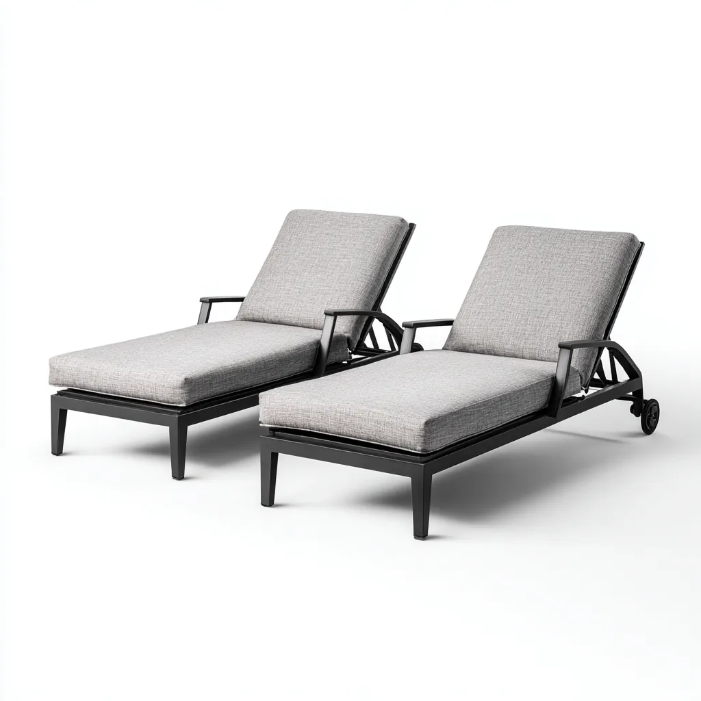 Chaise longue métal et tissu 200x70x95 cm - gris-noir - style moderne - pour extérieur-Quietixe