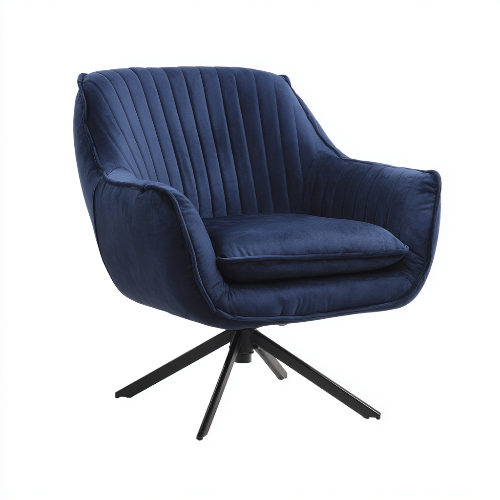 Fauteuil 80x78x90 cm - velours - bleu foncé - pour salon - style moderne-Quietixe