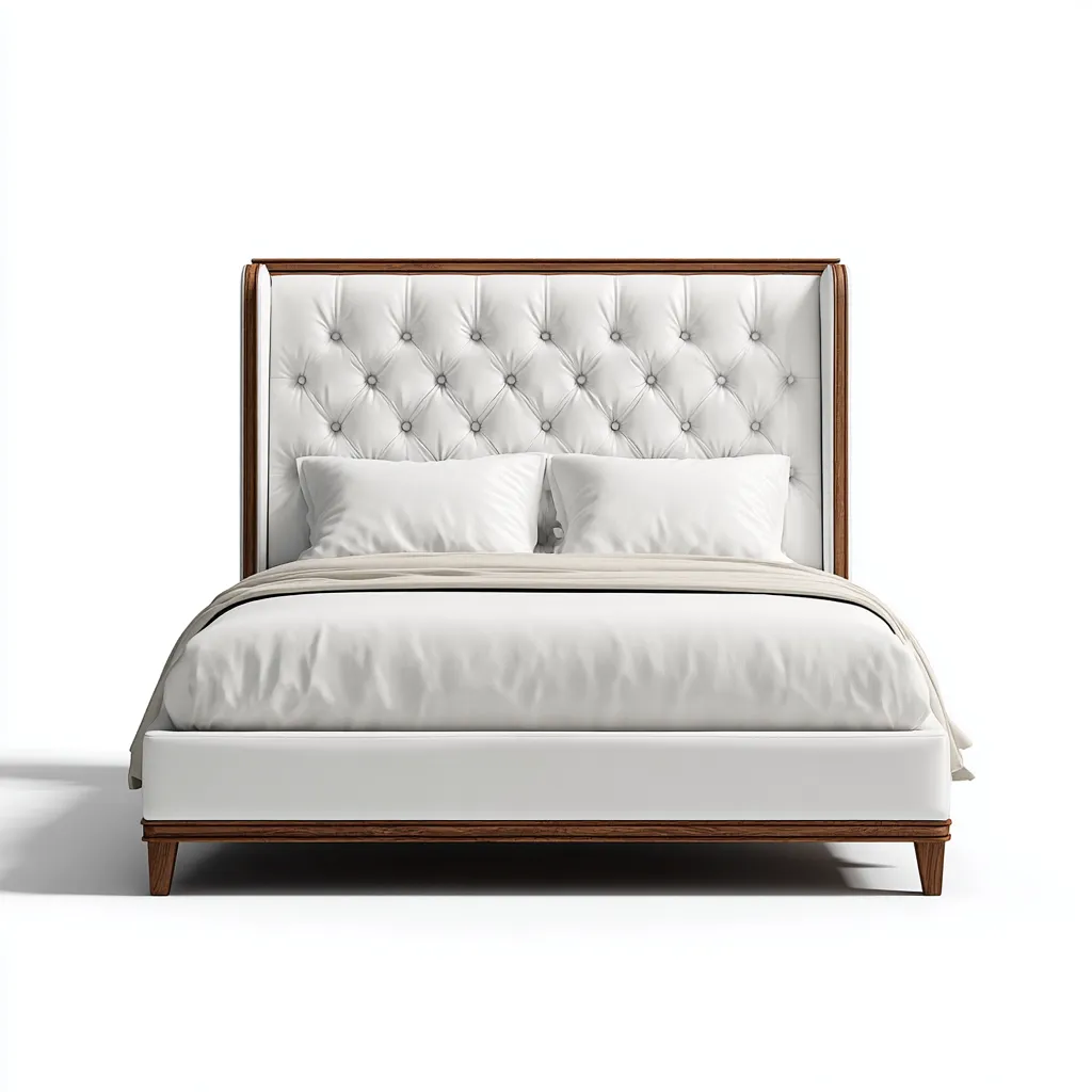 Lit double bois et tissu 210x160x120 cm - blanc - design classique-Quietixe