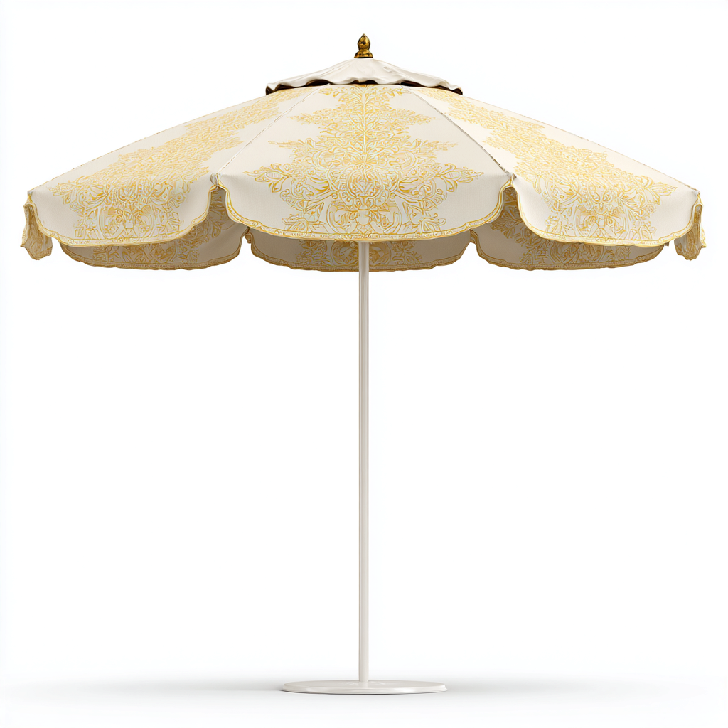 Parasol de jardin acier 250x250x250 cm - blanc-or - adapté au jardin - design classique-Quietixe
