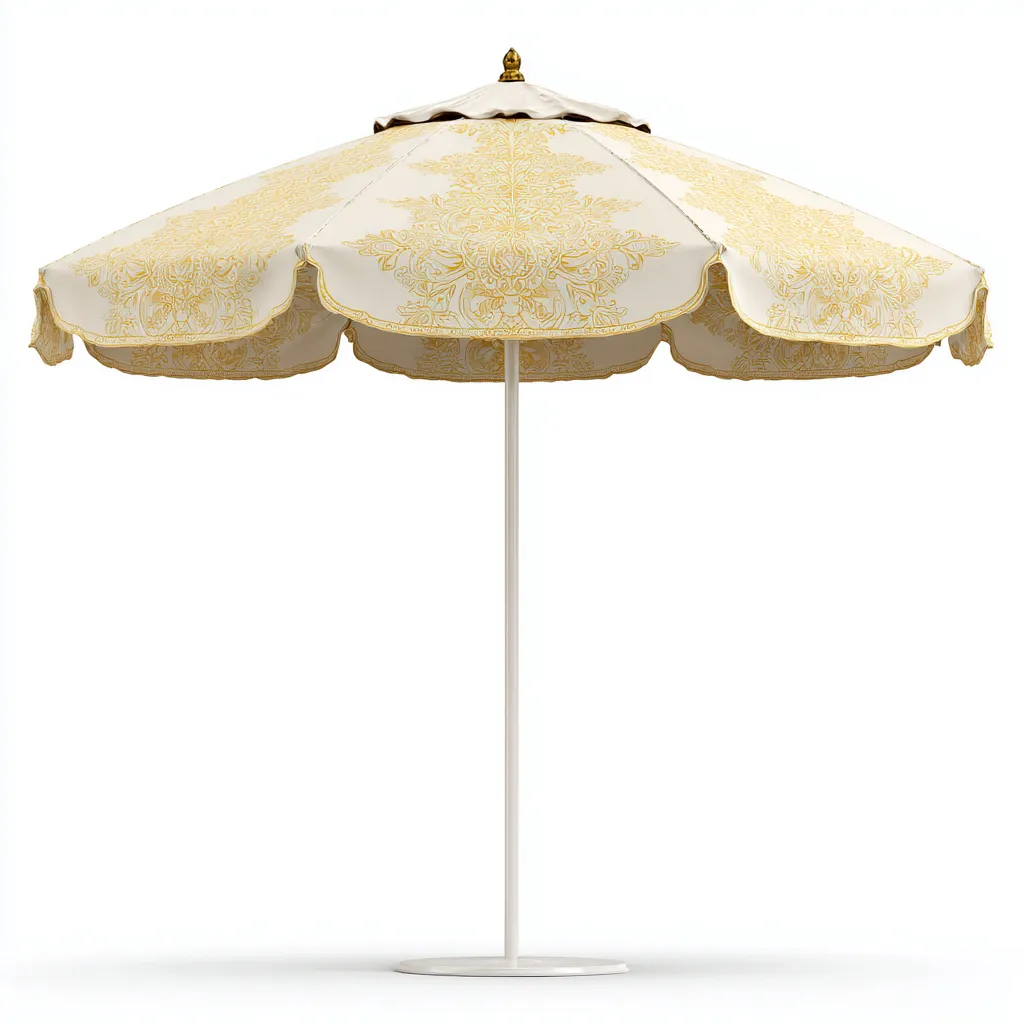 Parasol de jardin acier 250x250x250 cm - blanc-or - adapté au jardin - design classique-Quietixe