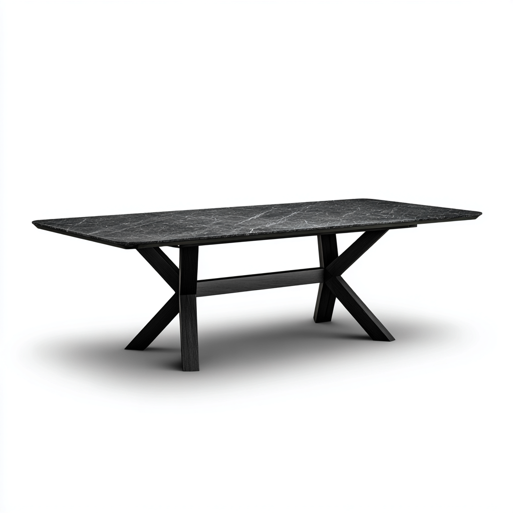 Table à manger marbre 180x90x75 cm - noir - style contemporain-Quietixe