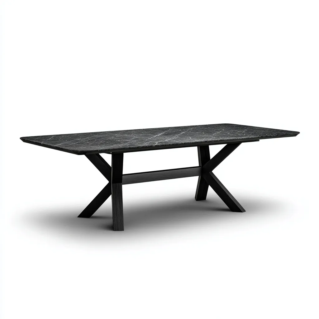 Table à manger marbre 180x90x75 cm - noir - style contemporain-Quietixe