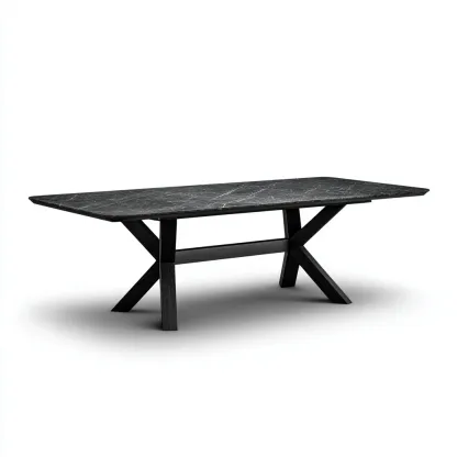 Table à manger marbre 180x90x75 cm - noir - style contemporain-Quietixe