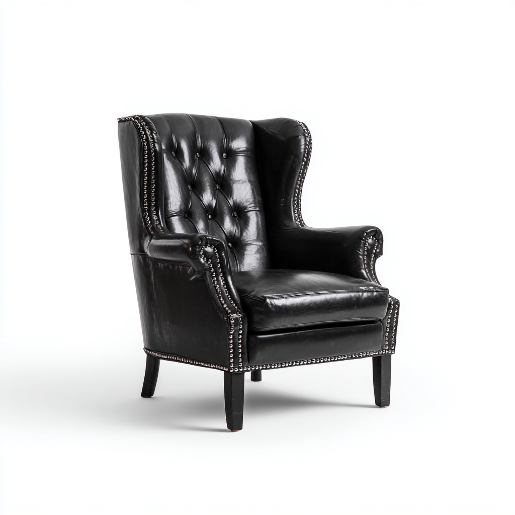 Fauteuil en similicuir 85x78x105 cm - noir - adapté au salon - style classique à clous décoratifs-Quietixe