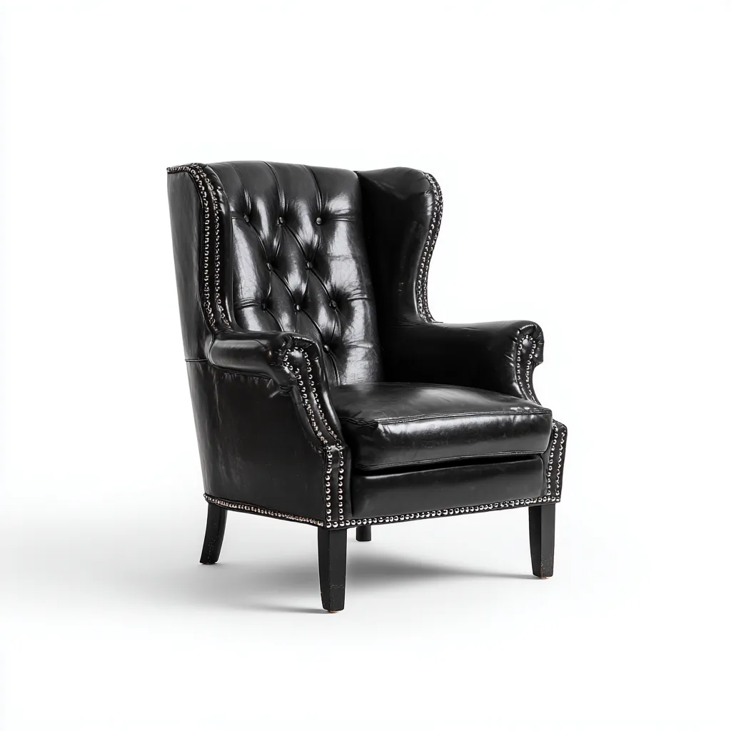 Fauteuil en similicuir 85x78x105 cm - noir - adapté au salon - style classique à clous décoratifs-Quietixe