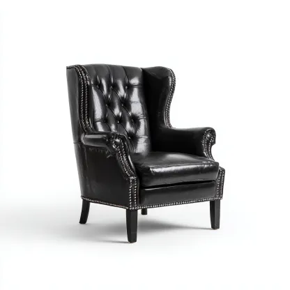 Fauteuil en similicuir 85x78x105 cm - noir - adapté au salon - style classique à clous décoratifs-Quietixe