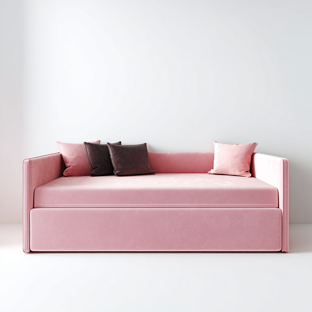 Canapé lit tissu 210x90x85 cm - rose - design moderne-Quietixe