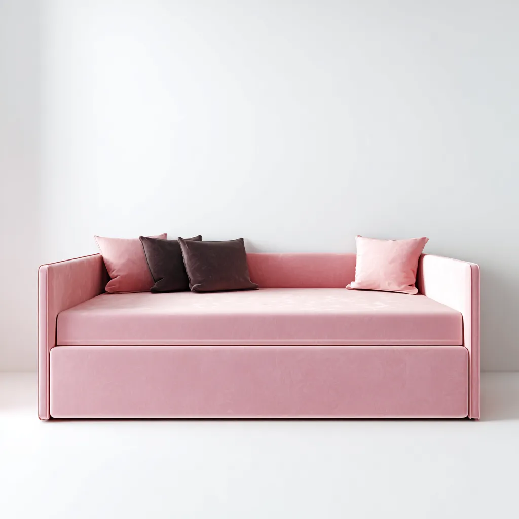 Canapé lit tissu 210x90x85 cm - rose - design moderne-Quietixe