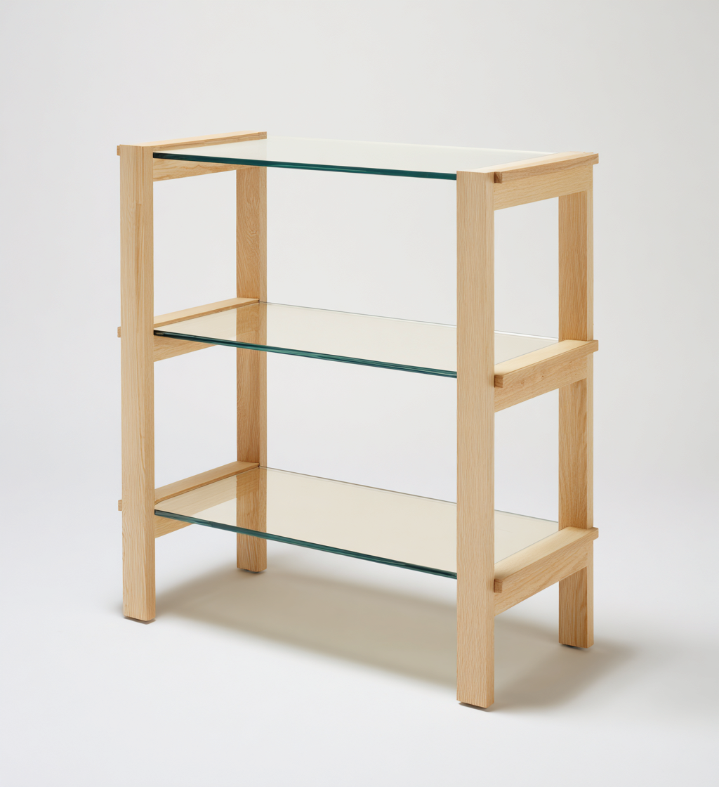 Bibliothèque 60x30x80 cm - bois et verre - transparent-bois clair - design moderne-Quietixe