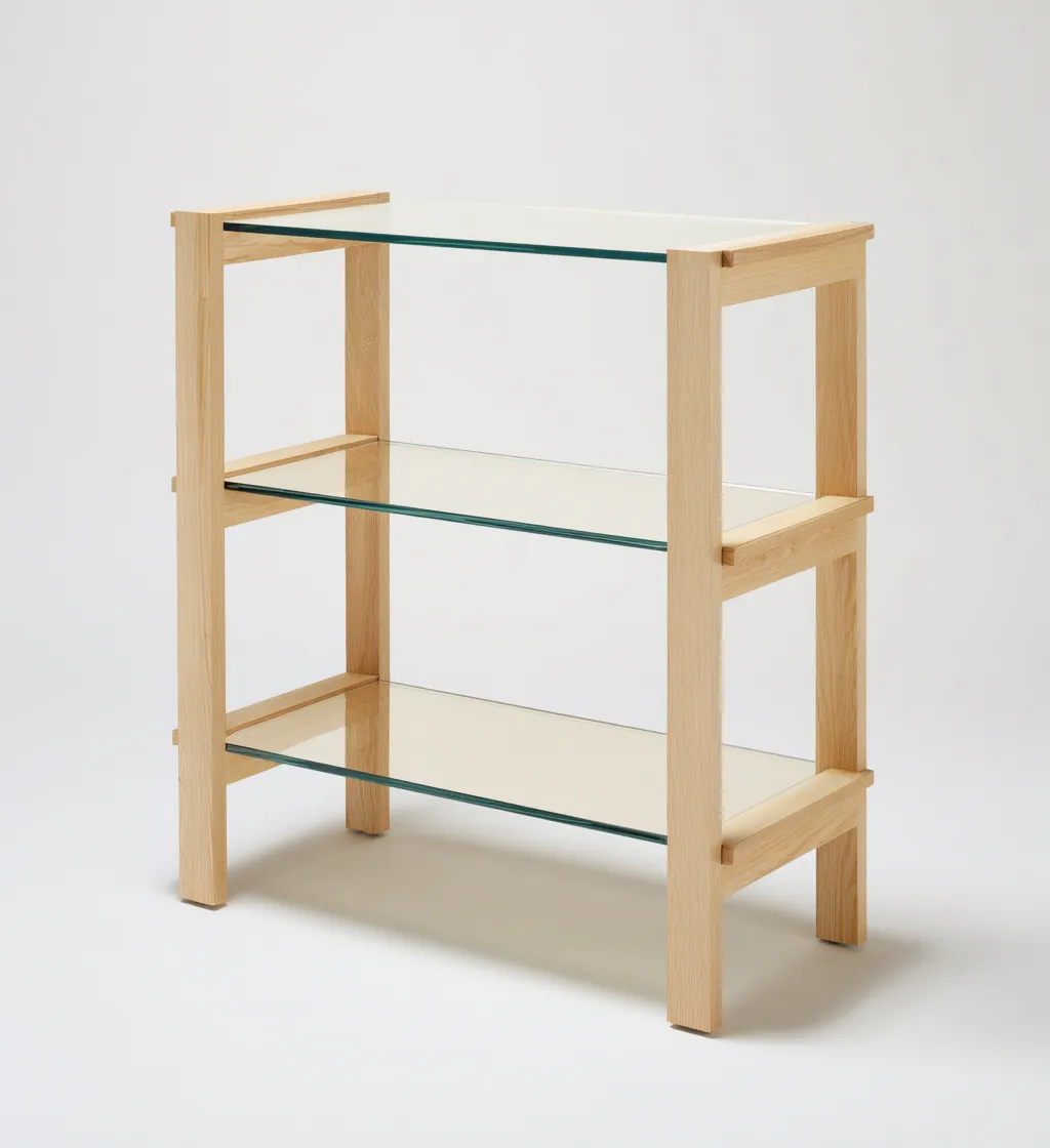 Bibliothèque 60x30x80 cm - bois et verre - transparent-bois clair - design moderne-Quietixe