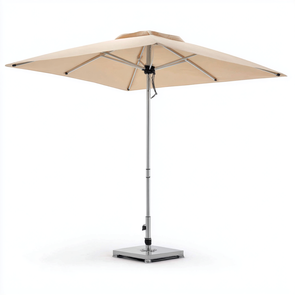Parasol de jardin - métal tissu 300x300x265 cm - beige-argent - adapté au jardin - design moderne-Quietixe