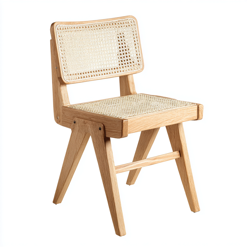 Chaise de salle à manger Bois-Rotin 46x50x81 cm - Beige - Style naturel-Quietixe