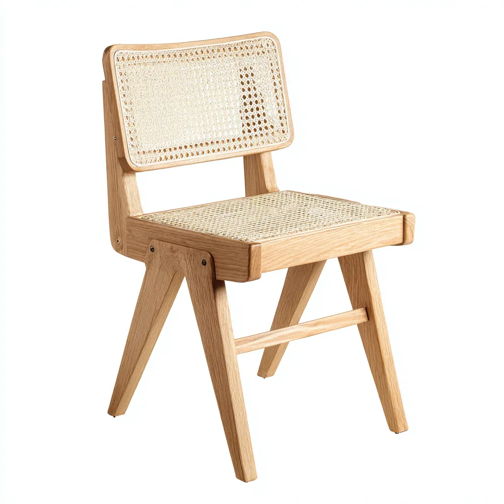 Chaise de salle à manger Bois-Rotin 46x50x81 cm - Beige - Style naturel-Quietixe