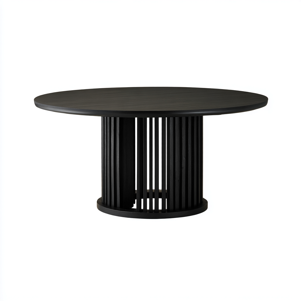 Table à manger ronde bois 140x140x75 cm - noir - style contemporain-Quietixe