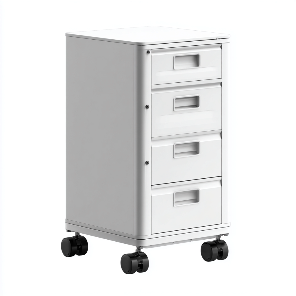 Classeur métallique à roulettes 40x35x65 cm - blanc - adapté au bureau - design fonctionnel-Quietixe