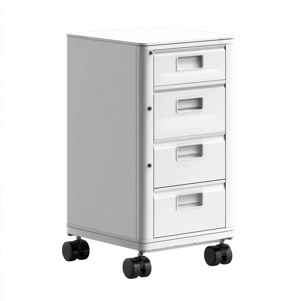 Classeur métallique à roulettes 40x35x65 cm - blanc - adapté au bureau - design fonctionnel-Quietixe