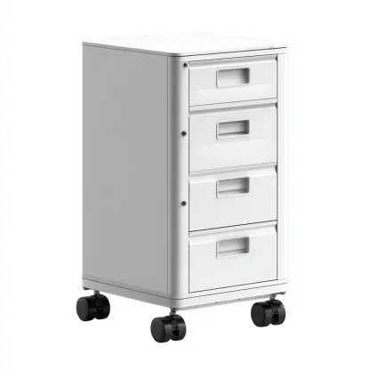 Classeur métallique à roulettes 40x35x65 cm - blanc - adapté au bureau - design fonctionnel-Quietixe