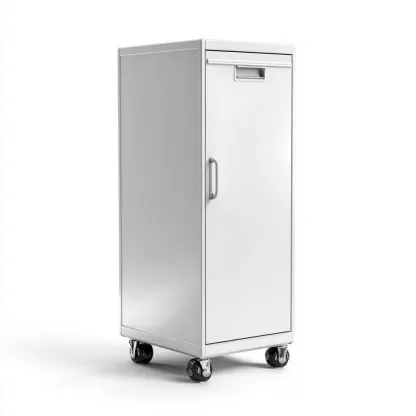 Classeur métallique à roulettes 45x40x85 cm - blanc - adapté au bureau - design fonctionnel-Quietixe