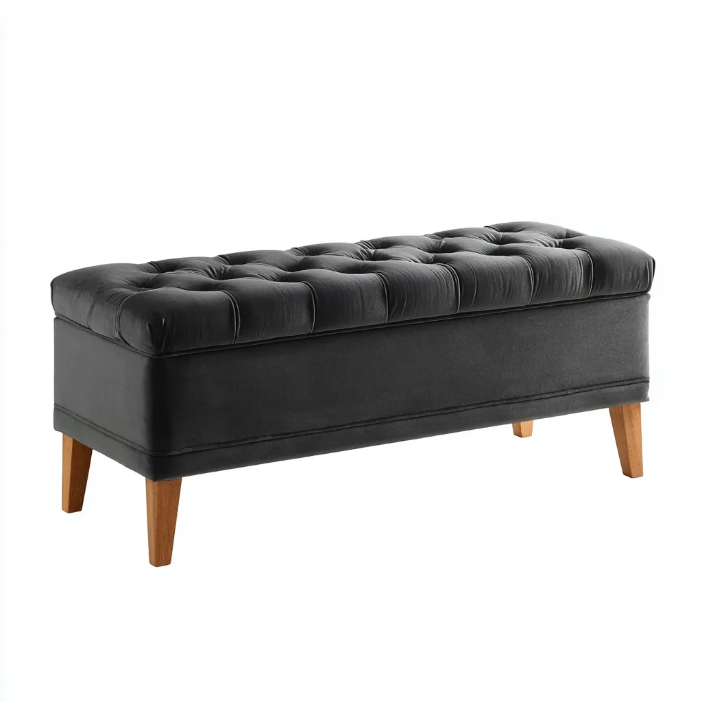Banc d'entrée velours 100x40x45 cm - noir - adapté à l'entrée - design contemporain-Quietixe