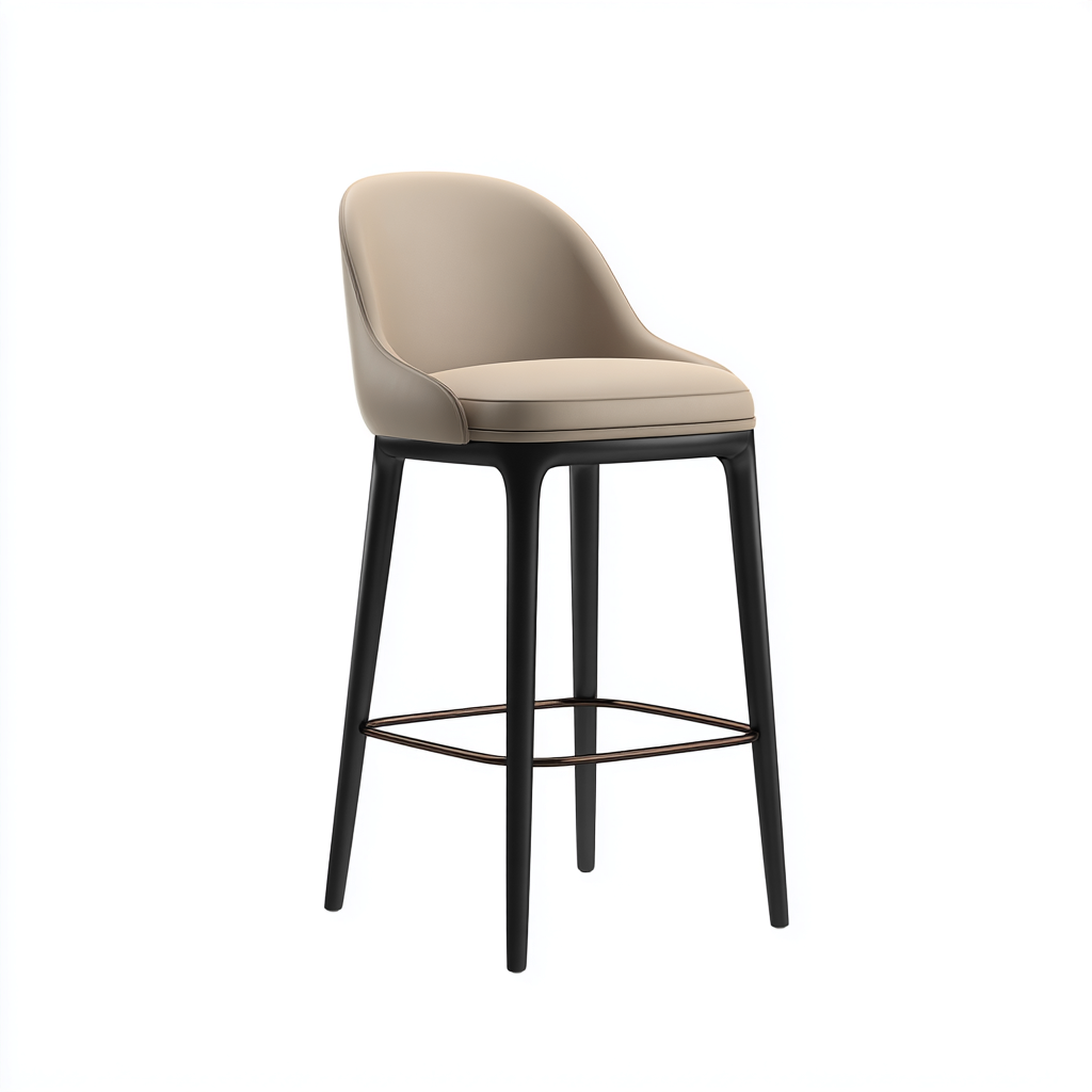Tabouret de bar Similicuir-Métal 45x45x95 cm - Beige-Noir - Design moderne-Quietixe