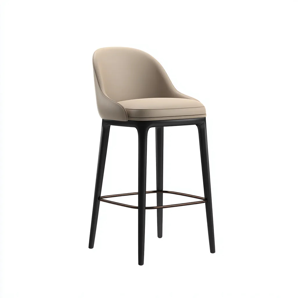 Tabouret de bar Similicuir-Métal 45x45x95 cm - Beige-Noir - Design moderne-Quietixe