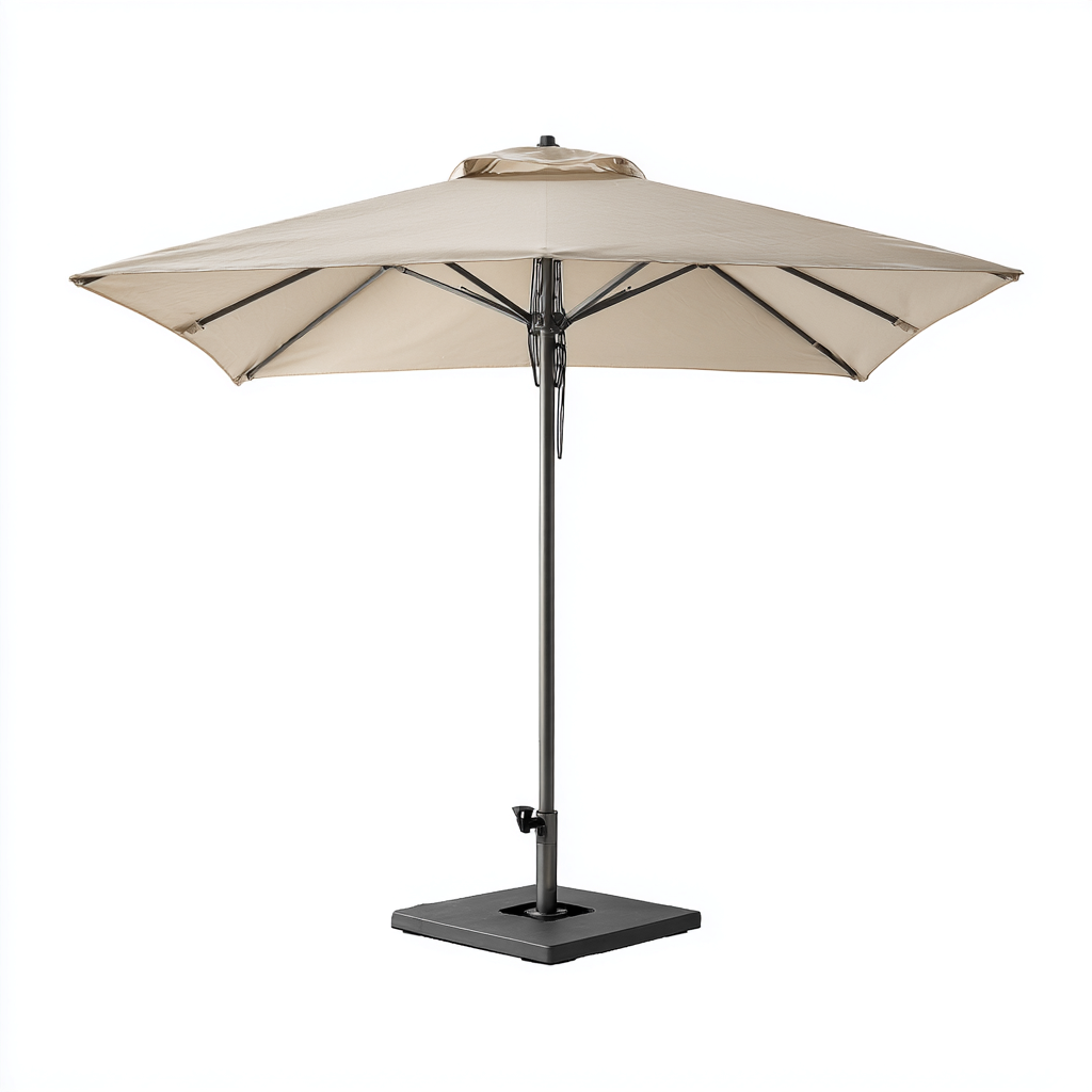 Parasol de jardin Métal-Tissu 200x200x230 cm - Beige-Noir - Design extérieur-Quietixe