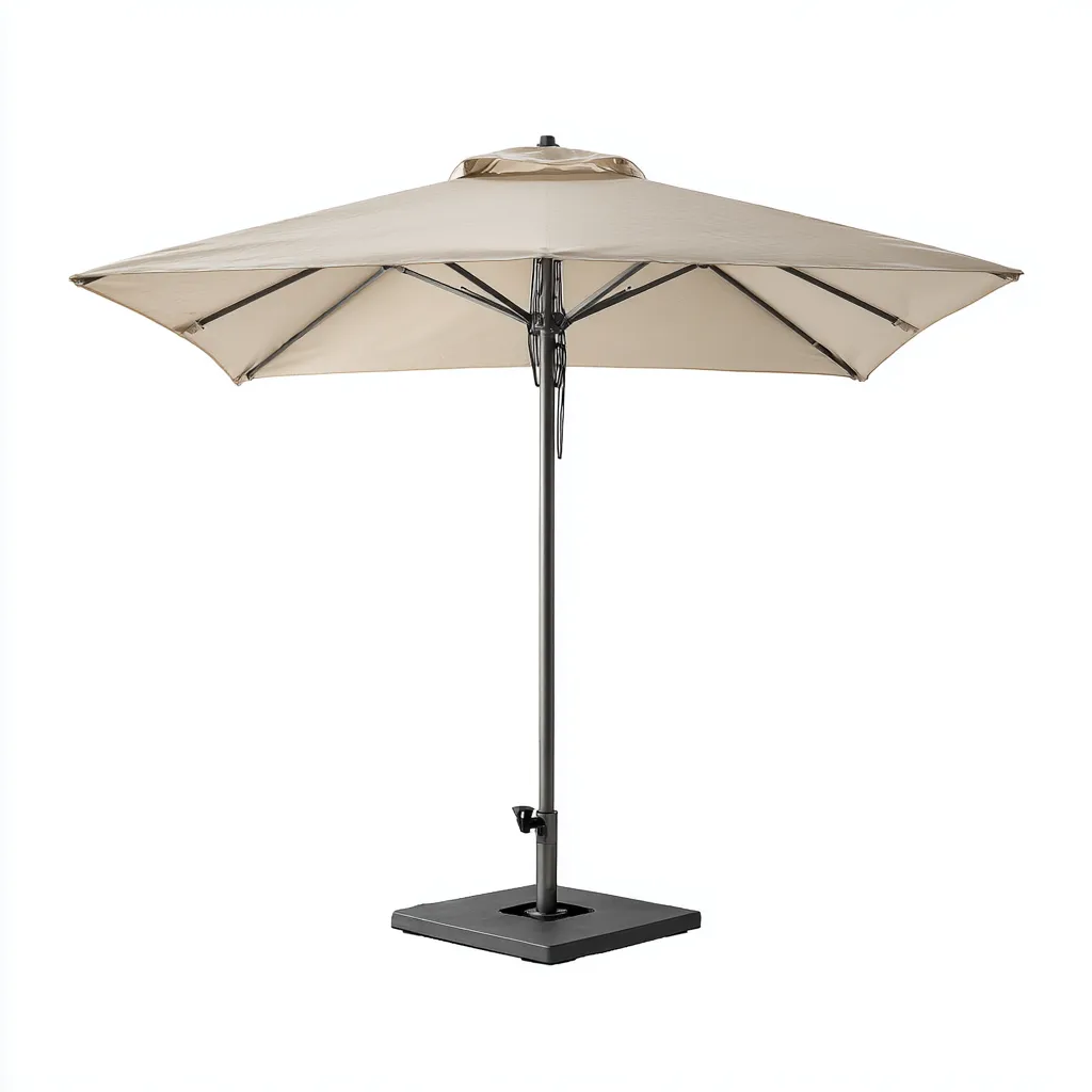 Parasol de jardin Métal-Tissu 200x200x230 cm - Beige-Noir - Design extérieur-Quietixe