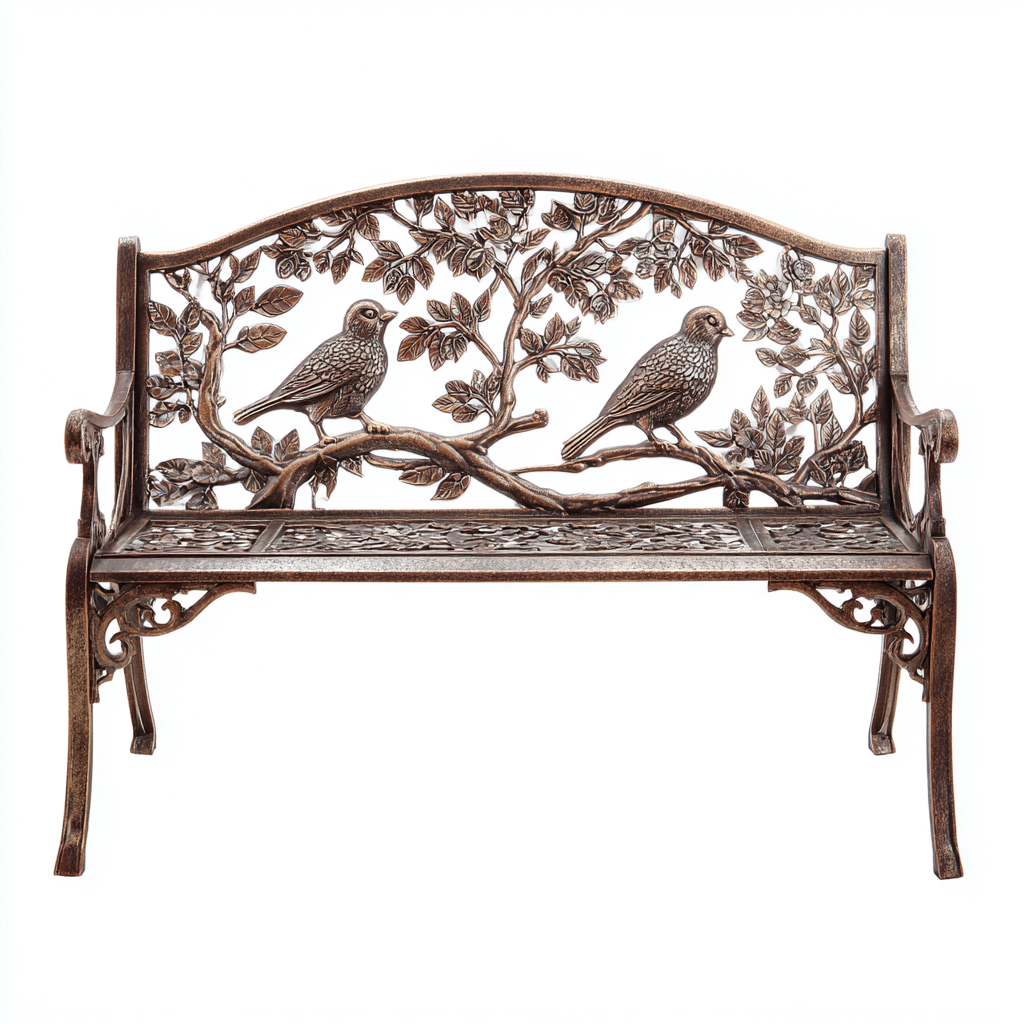 Banc de jardin Métal 115x60x90 cm - Bronze - Design vintage-Quietixe