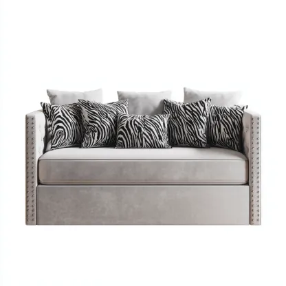 Canapé lit velours 200x90x85 cm - gris - adapté au salon - design contemporain-Quietixe