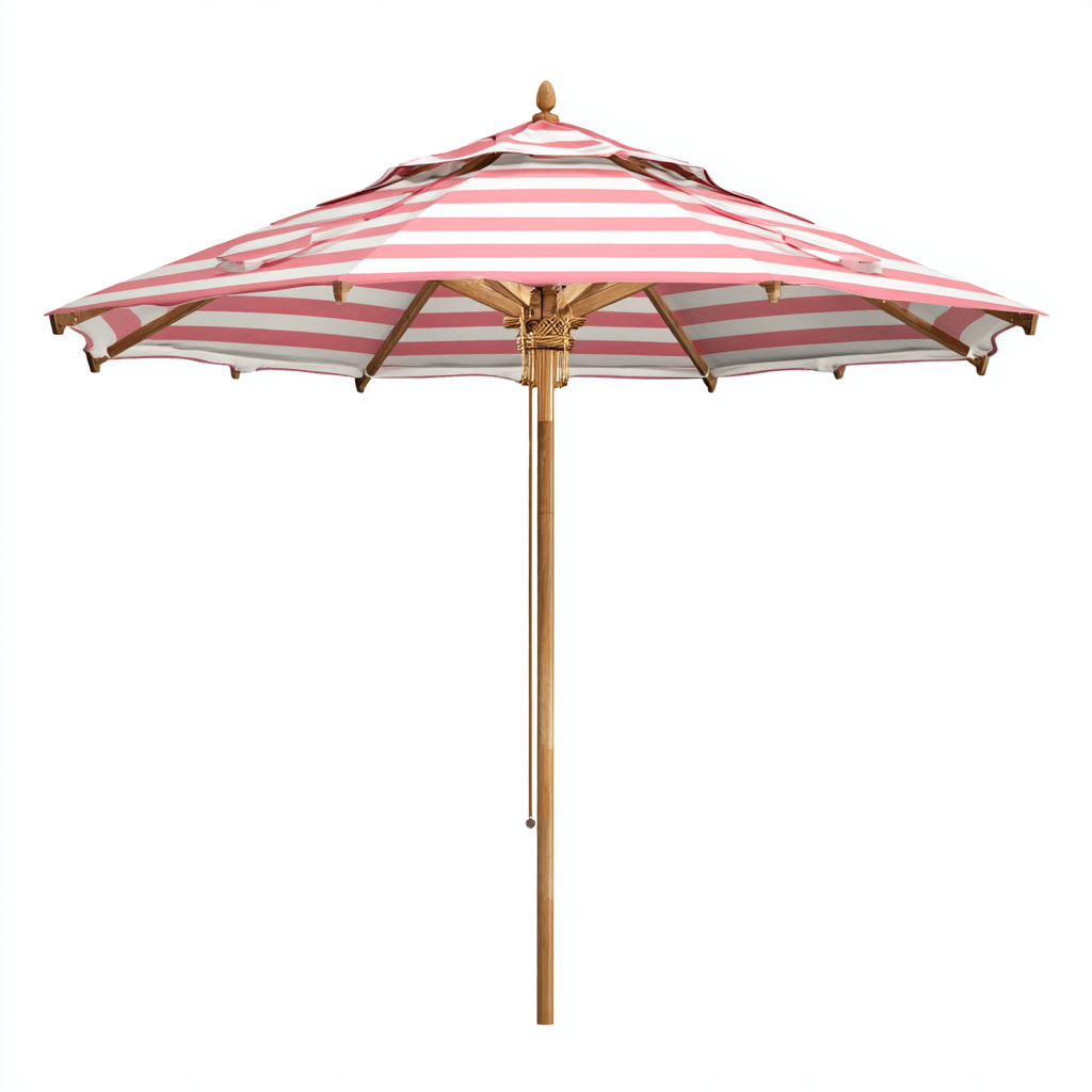 Parasol de jardin Bois-Tissu 210x210x230 cm - Rose-Blanc - Design extérieur-Quietixe