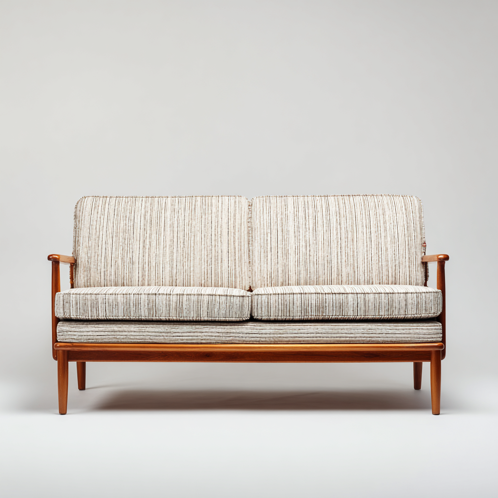 Canapé 2 places Bois-Tissu 155x80x85 cm - Beige - Style classique-Quietixe