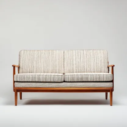 Canapé 2 places Bois-Tissu 155x80x85 cm - Beige - Style classique-Quietixe