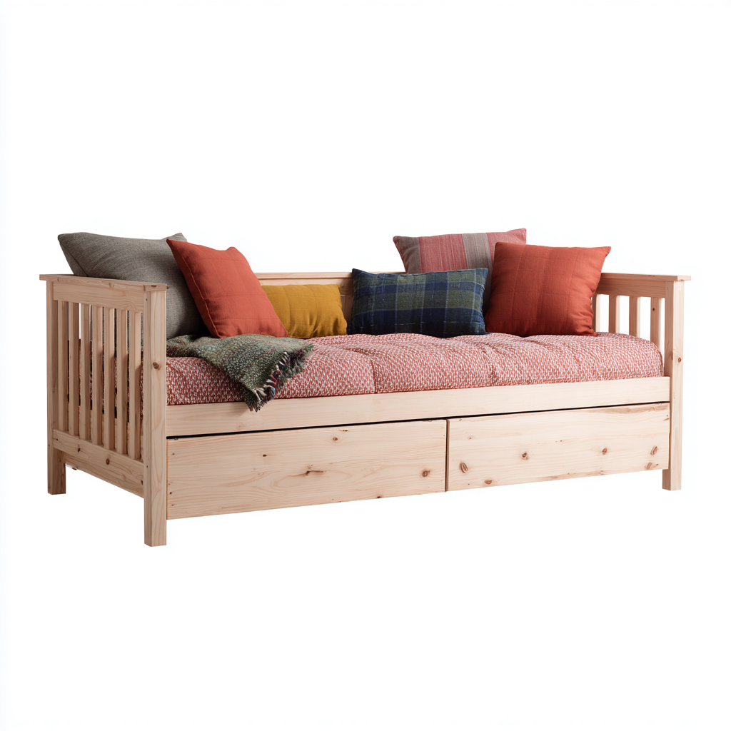 Canapé lit - bois 200x90x85 cm - bois naturel - adapté au salon - design moderne-Quietixe