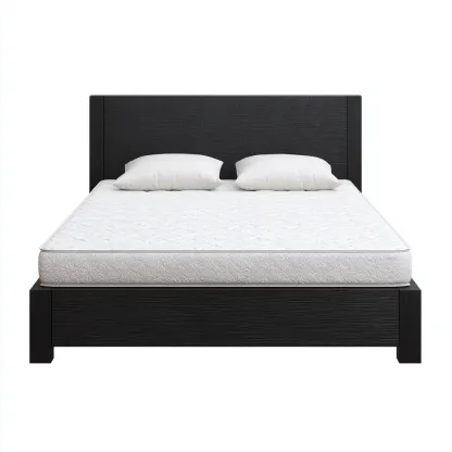 Lit double Bois massif 200x160x95 cm - Noir - Design moderne-Quietixe